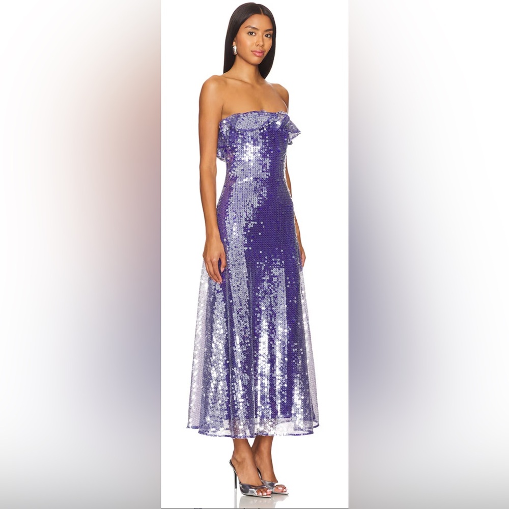 AMUR Braelynn Mesh Sequin Midi Dress in Neptune
Size 10 NEW